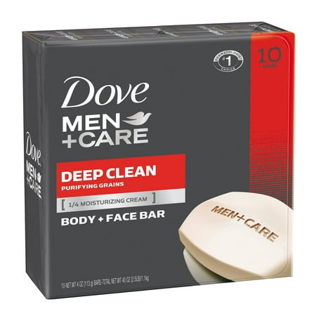 Best Dove Men+Care Deep Clean, Body and Face Bar Soap, 4 oz, 10 Bar deal