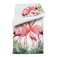 thumbnail image 2 of Flamingos with Tropical Leaves Duvet Cover and Pillowcase Set for Single Bedding, Bedroom Accessories for Kids Teens, 2 of 5