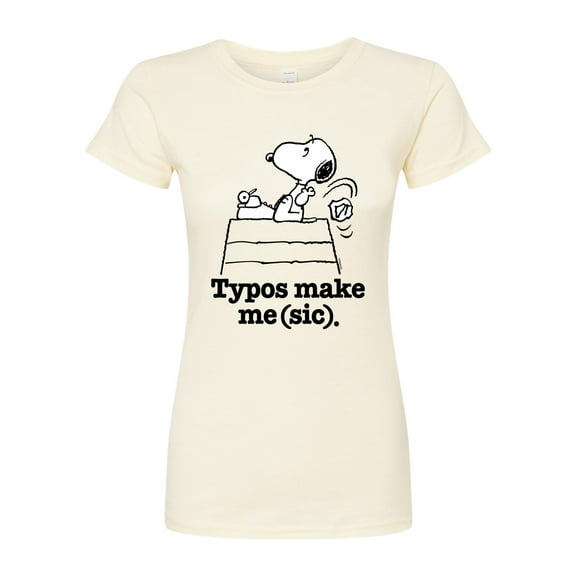 Peanuts - Snoopy Typos Make Me Sic - Juniors Fitted Graphic T-Shirt