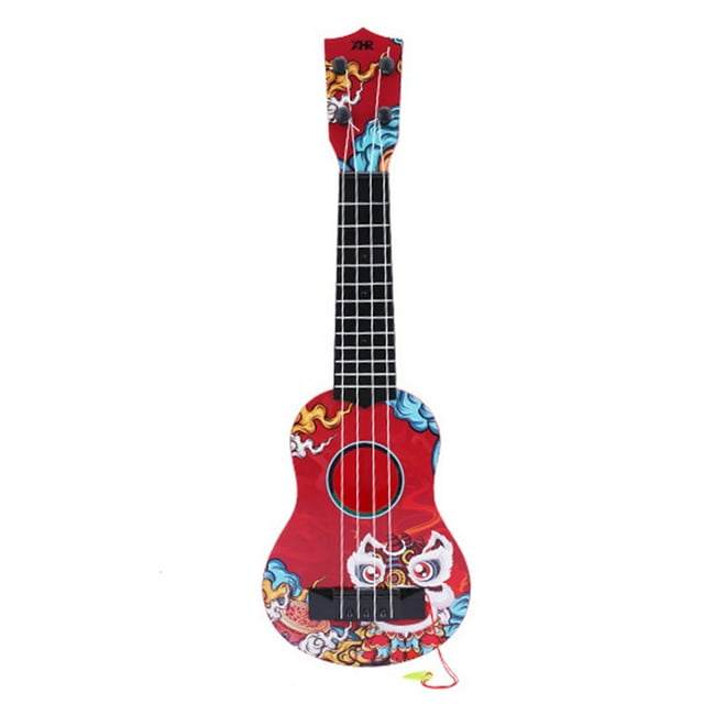 Red Beginner Kids Ukulele Toy Guitar Musical Instrument Portable Simulation Music Education Toy With Adjustable Strings Safe Abs Plastic Material For Early Learning And Skill Development G