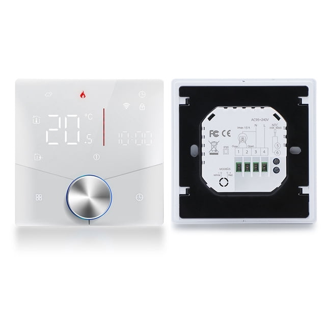 Thermostat Smart WiFi Thermostat Voice Control Digital Weekly Programmable Temperature Controller Digital Smart Knob Thermostat with Dimmable Light Color