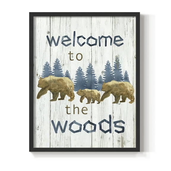 Welcome to the Woods Framed Print in Black Solid Wood 8 x 10 Framed Print