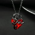 thumbnail image 2 of Rose Flower Necklace Dark Faux Rose Pendant Necklace for Women Zircon Love Heart Flower Choker Punk Jewelry for Dating Wear Banquet Party Alloy, 2 of 8