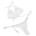 thumbnail image 2 of Conjunto de bikini entrecruzado con lazo lateral de color puro para mujer, traje de baño de 2 piezas, traje de baño para natación en la playa de verano, blanco M YUNYI BRAND  Deportes, 2 of 8