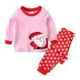 thumbnail image 4 of Conjunto de pijamas para bebés y niños, ropa de algodón supercálida, camiseta, pantalones a rayas, 2 piezas, novedad, navidad, 4 of 4