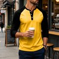 thumbnail image 2 of FGVCTG Henley Shirts for Men Casual Raglan 3/4 Sleeve Shirts Color Block Button Placket Casual Baseball T Shirts Orange 2XL, 2 of 6