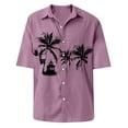 thumbnail image 4 of Huresd Mens Short Sleeve Button Down Shirts Palm Tree Hawaiian Shirts Lighweight Turndown Collar Tropical Beach Shirts for Men Pink 4XL, 4 of 5