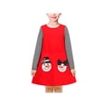 thumbnail image 1 of Vestido de Niña Camisa Roja Larga Snowman a Rayas Navidad Casual Algodón Comodidad 3 Años, 1 of 5