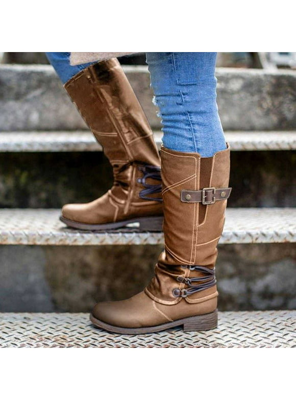 Womens Wide Calf Boots in Womens Boots | Brown - Walmart.com