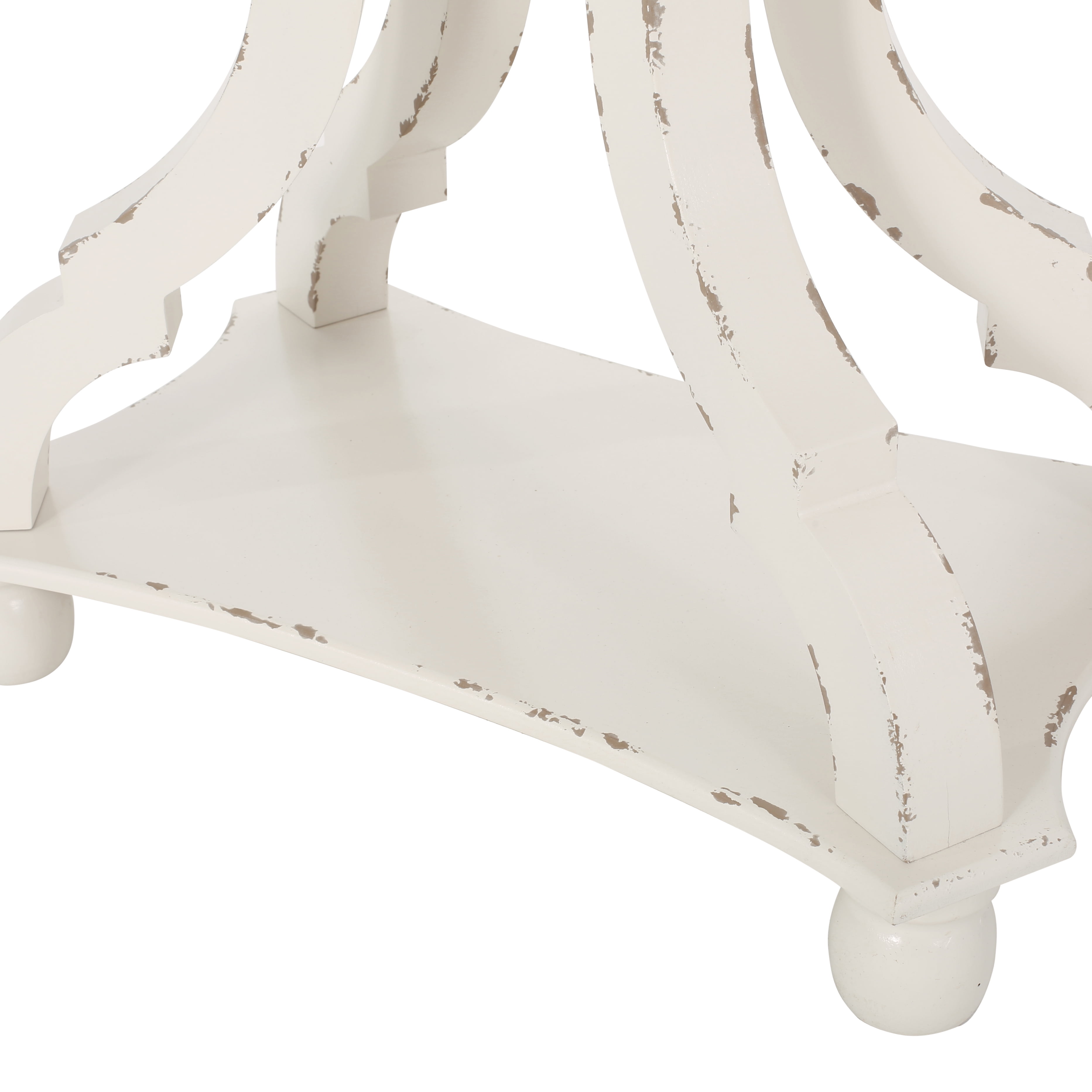 Noble House Noble House Ariyaan Fir Wood Accent Table, Distressed White, Natural