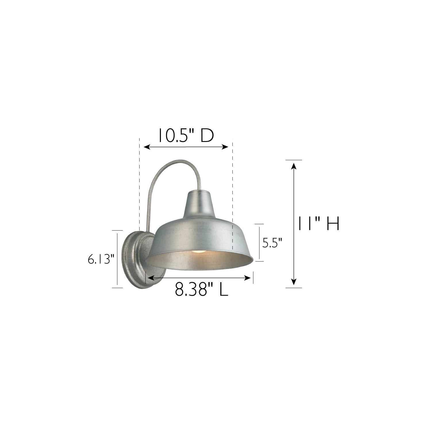 Mason Barn Light Indoor/Outdoor Wall Mount Modern Industrial Farmhouse Design House Wall Light for Patio, Garage, Bathroom, Office, Kitchen, 8-Inch, Painted Galvanized, WM552096