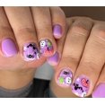 thumbnail image 1 of Uñas postizas Rdntbeu Halloween moradas con murciélago y calabaza, 24 piezas, 1 of 7