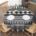 thumbnail image 3 of Black White Ethnic Pattern Round Tablecloth 60"x60",Wrinkle Wipeable Table Cloth for Kitchen Dining Room Picnic Patio Party, 3 of 6