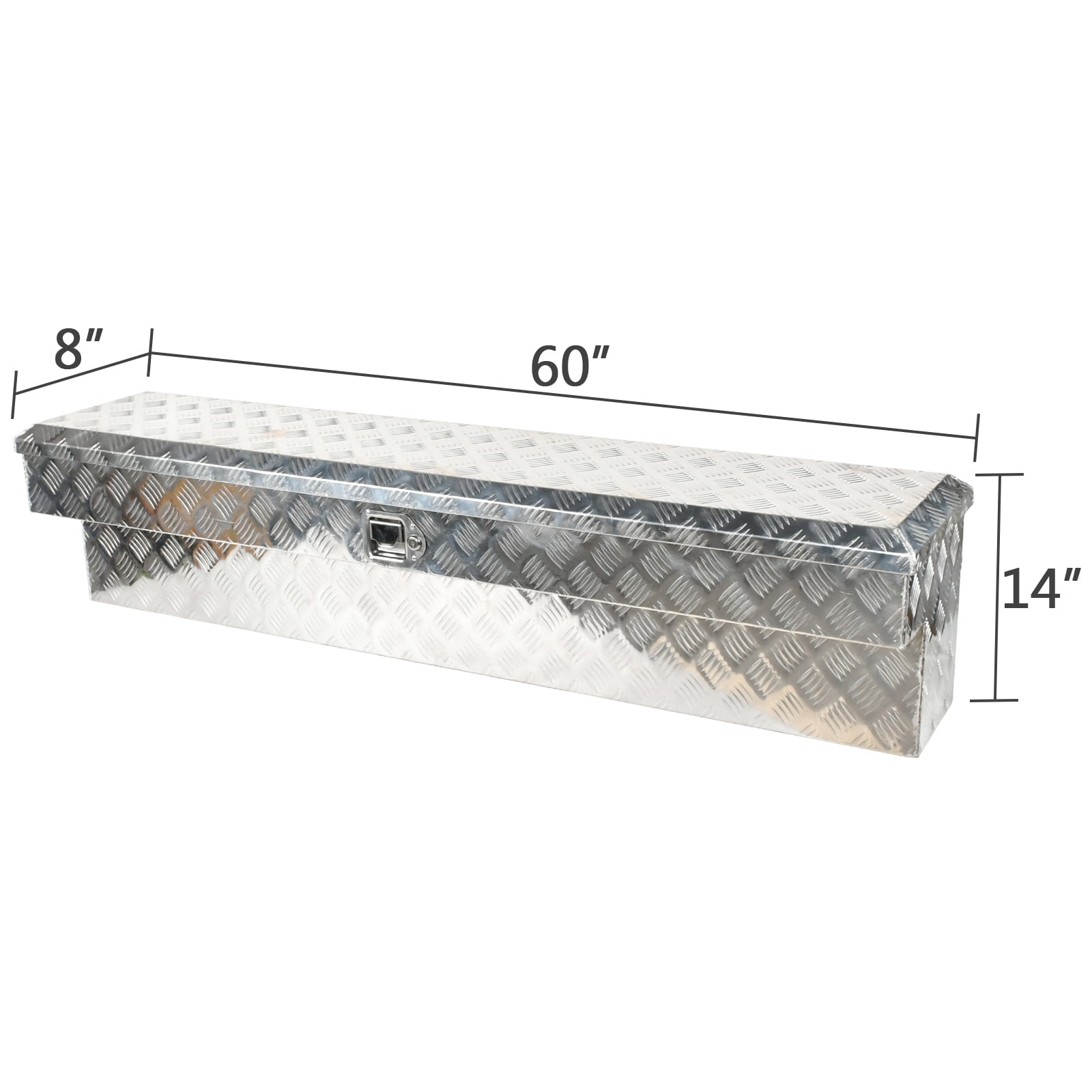 ‎60"x8"x14" Aluminum Side Tool Box for Truck Pickup Trailer Storage Bed Silver