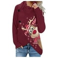 thumbnail image 1 of Sweat à Capuche d'Hiver pour Femmes Mode Pull Imprimé Xmas Pull Mi-Longueur Blouse Ample de Noël Hoilidy Extérieur Chaud Col Rond Cardigan, 1 of 4