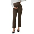thumbnail image 1 of Pantalones de maternidad INSPIRE CHIC para mujeres para trabajar, de cintura alta sobre el vientre, pantalones de oficina de negocios para el embarazo con bolsillos, S Verde, 1 of 6