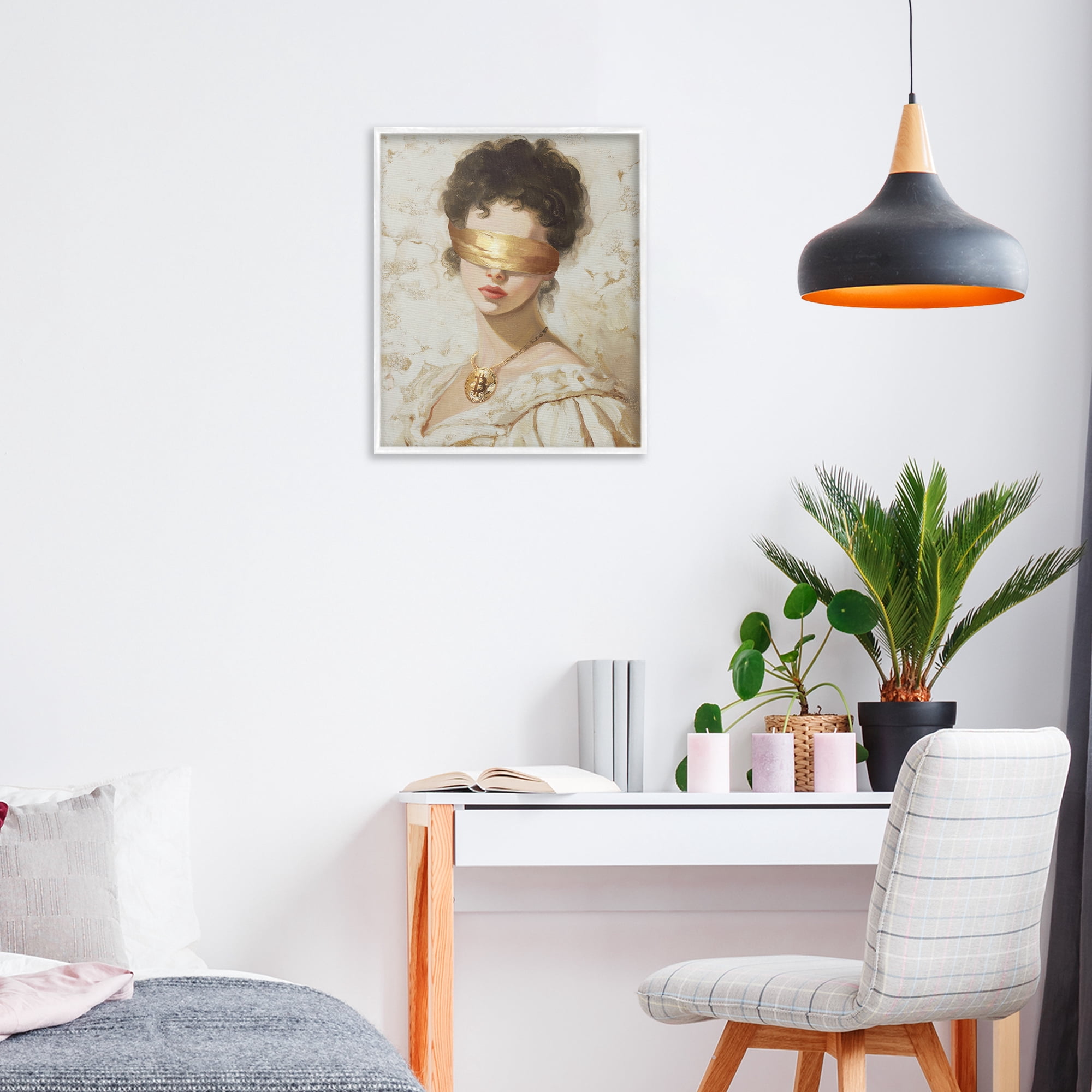 Stupell Industries Crypto Veil Portrait White Framed Giclee Art, design by Svetlana Aleynikova