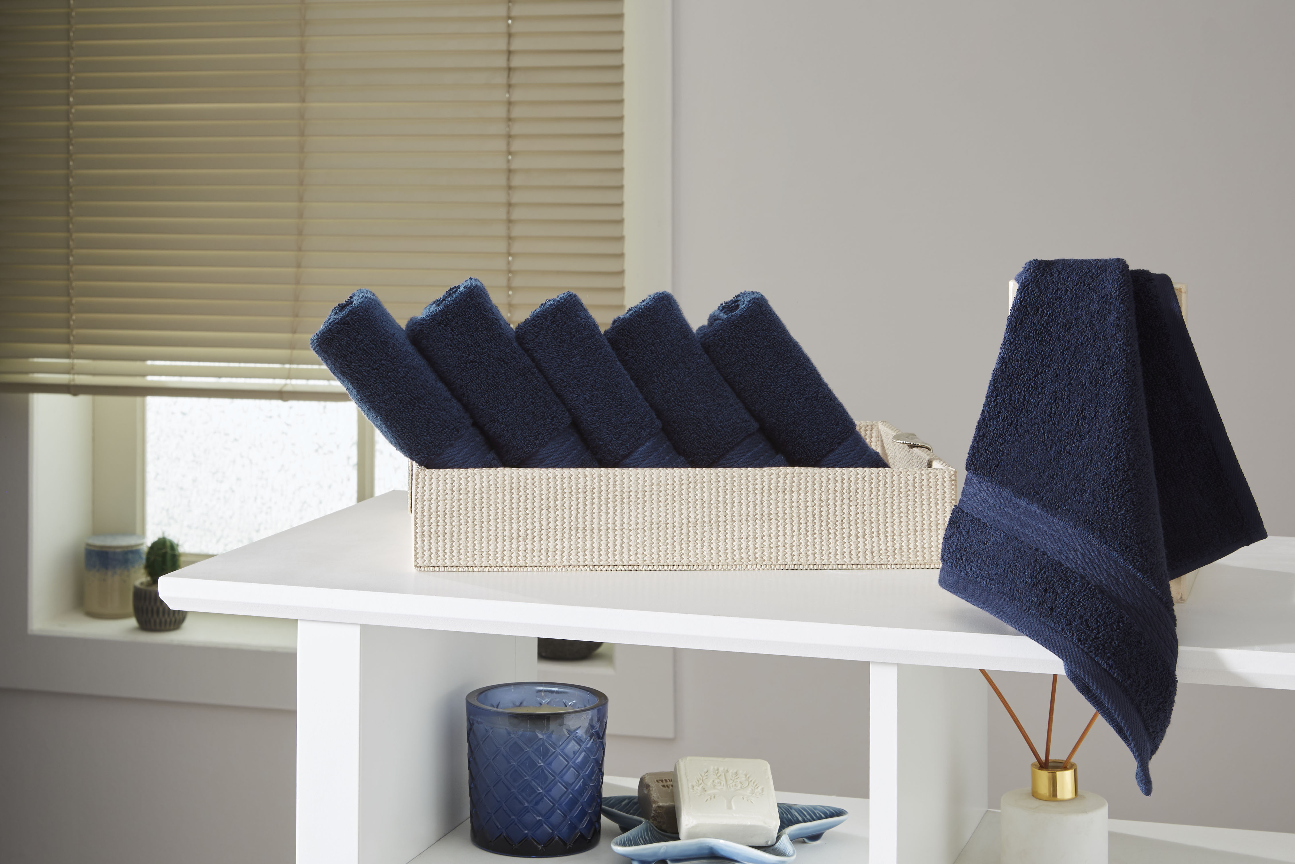 Ozdilek 6-Piece Washcloth Set 13x13 Bath Towels 100% Turkish Cotton, 600 GSM, Soft, Gentle on Sensitive Skin, Multi-Purpose Use, Washable, Reusable, Ideal for Baby Care & Spa 6 Towels  (Navy Blue)