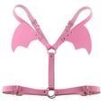 thumbnail image 1 of Arnés de pecho ajustable de cuero para mujer, cinturón de alas de murciélago, disfraz de festival Rosado, 1 of 7