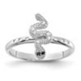 thumbnail image 2 of Auriga Fine Jewelry 925 Sterling Silver Rh-plated CZ with Black CZ Eyes Snake Ring for Women Size 6, 2 of 6