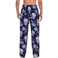 thumbnail image 3 of Daiia flower Skull crystal Men's Sleep Pant with Pockets and Drawstring,Pajama Pants-Large, 3 of 9