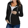 thumbnail image 2 of Yteetum Hoodies for Women Maternity Oversized Zipper Breast Feeding Pregnant Nursing Hooded Sweatshirt Womens Casual Solid Plus Size Drawstring Loose Fits Soft Hood Sweatshirt Top Fall Spring Clothes, 2 of 9