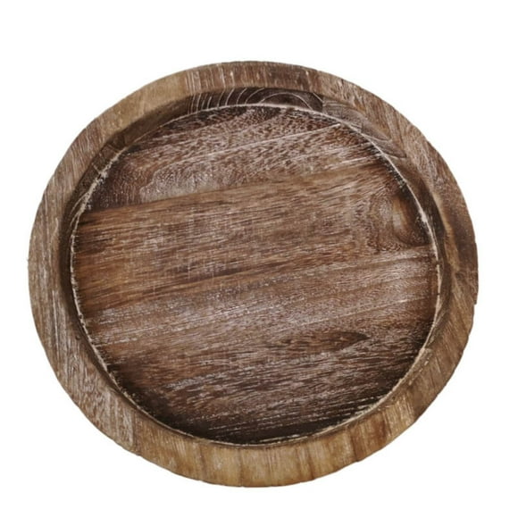 Dusknt Clearance Sale! Solid Wood Round Tray Coffee Color S, 1*Solid Wood Round Pallet