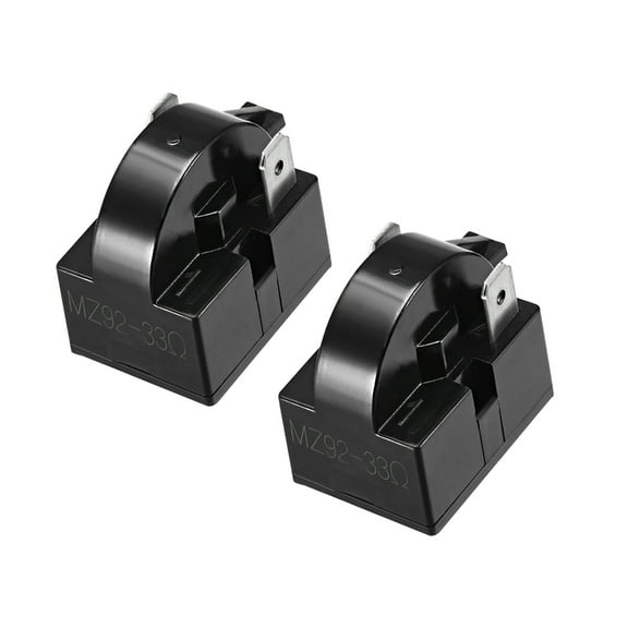 2Pcs 33 Ohm 2 Pin Refrigerator PTC Starter Relay Black