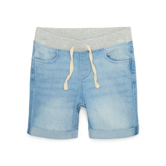 Wonder Nation Girls Knit Waistband Denim Shorts, Sizes 4-18 & Plus