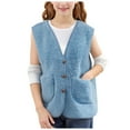 thumbnail image 3 of Splozh Toddler Vest Fall Toddler Baby Boy Corduroy Vest Winter Sherpa Lined Jacket Sleeveless Coat Sky Blue,11-12 Years, 3 of 6