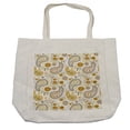 thumbnail image 1 of Sunflower Shopping Bag, Floral Pattern with Sunflowers and Paisley Vintage Boho, Eco-Friendly Reusable Bag for Groceries Beach and More, 15.5" X 14.5", Cream, by Ambesonne, 1 of 2