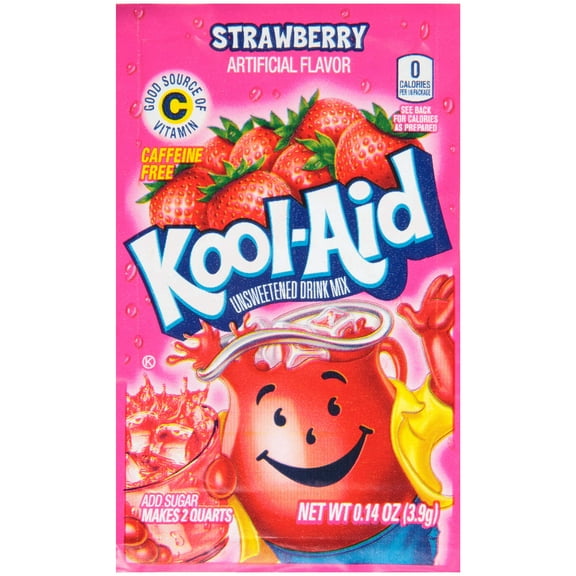 Kool-Aid Strawberry Flavored Unsweetened Caffeine Free Powdered Drink Mix, 48 Count (Pack Of2) Packaging May Vary