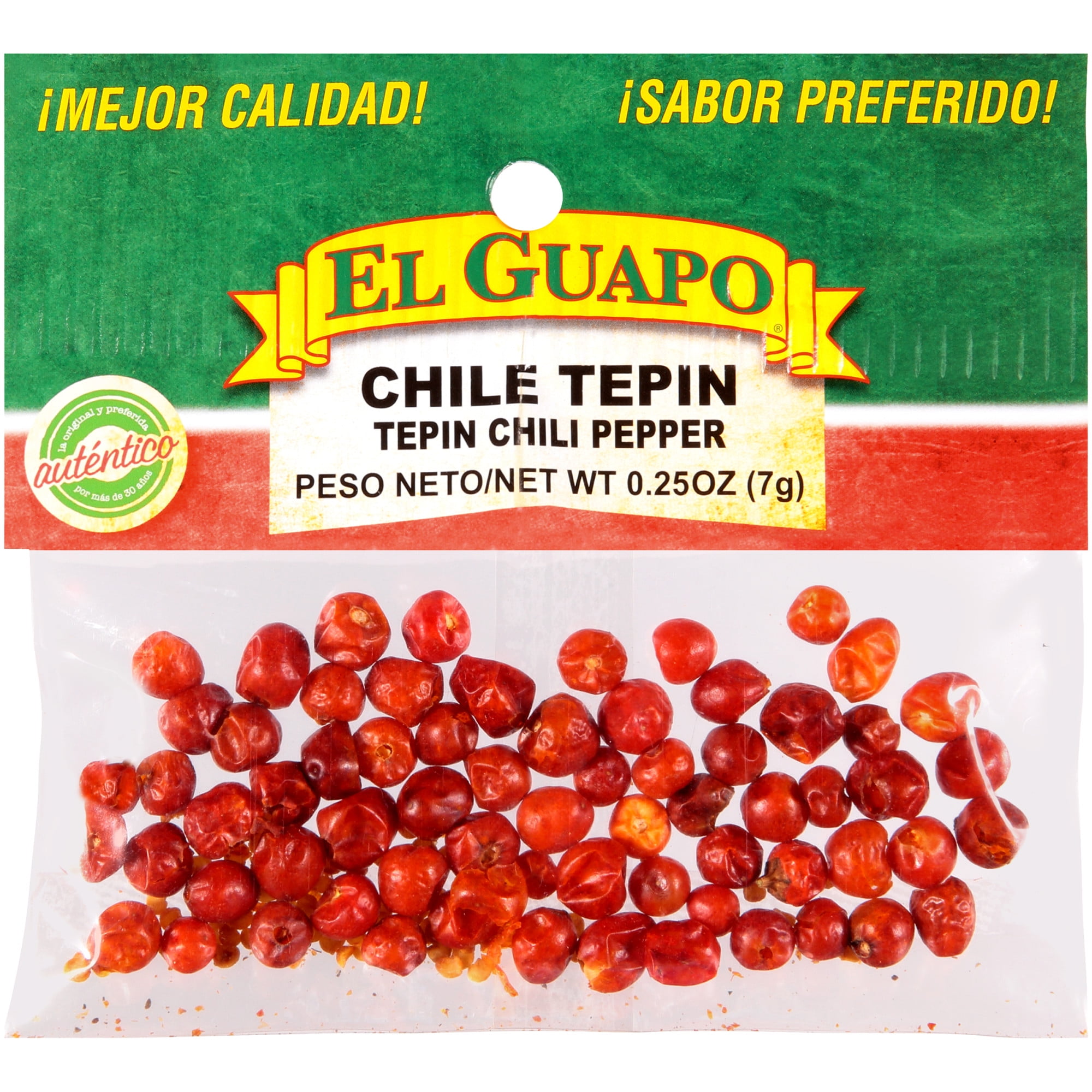 El Guapo Whole Tepin Chili Peppers (Chile Tepin Entero), 0.25 oz