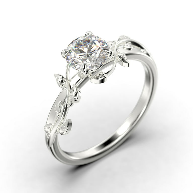 Elara Jewel 14K White Gold Over Diamond Ring For Her Simple
