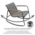 thumbnail image 6 of Kozyard 3 Piece Rocking Chair Set, Outdoor Rocking Bistro Set with Wooden Armrests, Outdoor Patio Furniture Set with Glass Table for Lawn, Porch, Yard, Garden, Balcony, Poolside(Gray), 6 of 7