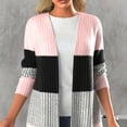 thumbnail image 2 of UYISJ Women's Cardigan Sweaters Open Front Long Sleeve Cardigan Dressy Casual Trendy Lightweight Color Blocked Tops Pink XXL, 2 of 7