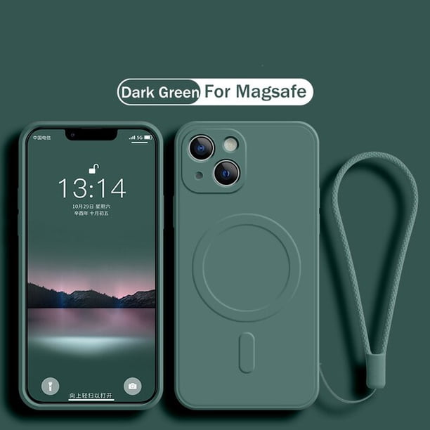 Funda magnética de silicona para iPhone 14 Pro, carcasa Original de lujo con correa, Magsafe, 13, 12 Mini, 11, X, XR, Xs, Max, 7, 8 Plus Fivean unisex