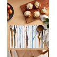 thumbnail image 2 of Placemats Set of 6, Cotton Linen Heat Table Mats Non-Slip Washable Blue Brown Forest Trunk Silhouette Placemat for Holiday Banquet Dining Kitchen Table Decor, 2 of 5