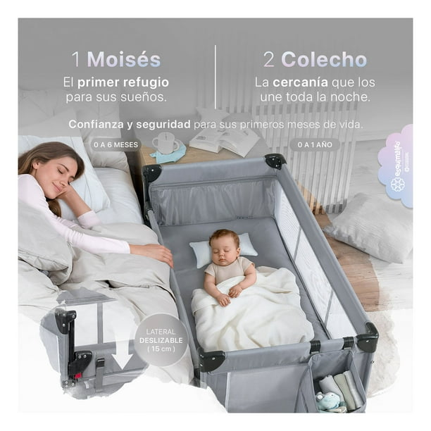 Cuna para Bebé en Esquimal Colecho, Moisés, Cama de Viaje y Corral de  Juegos, a Años (Gris)