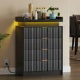 thumbnail image 6 of Pusnapku Fluted 4 Drawers Dresser, 38" Tall Modern Chest of Drawers with Power Outlet,LED Light, Vertical Wood Storage Dresser for Living Room,Bedroom, 6 of 9