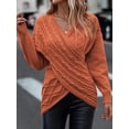 thumbnail image 3 of Suéter casual ajustado con cuello en V y jacquard cruzado de color sólido para otoño/invierno de Europa y Estados Unidos, 3 of 5