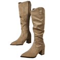thumbnail image 7 of Women's Chunky Heel Knee High Boots, Fall Winter Pointed Toe Chunky Heel Side Zipper Boots with Breathable Lining, Trendy Footwear for Daily Leisure, 7 of 7
