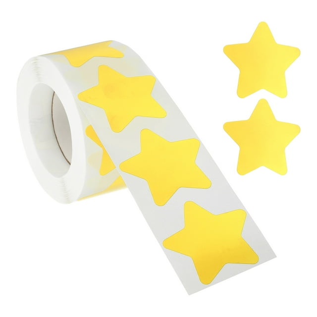 Etiquetas de Estrella Uxcell Rollo Autoadhesivas Etiquetas de Recompensa para Suministros de Maestros de Aula y Manualidades DIY Amarillo 1.5"