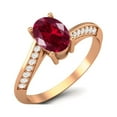 thumbnail image 2 of 1.56 Cts Oval Ruby Glass Field 925 Sterling Silver Rose Vermeil Solitaire Accent Woman Halo Valentines Day Gifts Ring, 2 of 4