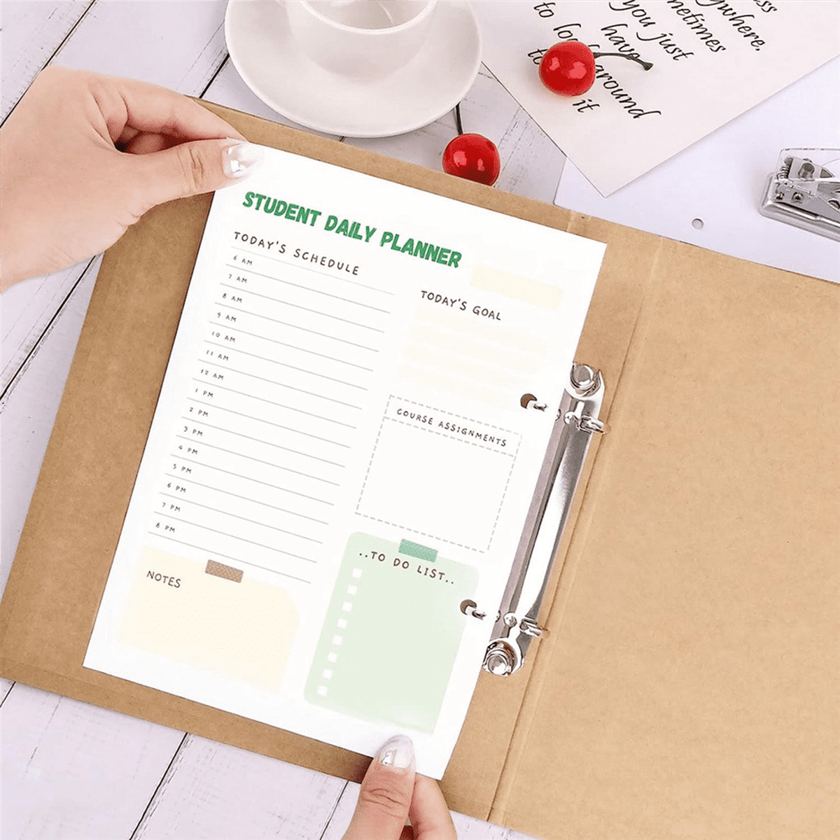 6Pcs A5 Refillable Ring Binder,A5 Kraft Paper Binder Tray with 2 Rings to Add Loose Sheets,A5 Kraft Paper Folders