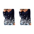 thumbnail image 2 of sweethay Camisa de mujer Poliéster Cuello en V Estampado de flores Lavable Adorable Elegante Blusa Interior Exterior Oficina en casa Camisas Type24 NO24, 2 of 6