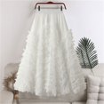 thumbnail image 4 of Sngxgn Women's Elegant High Waist A Line Flared Midi Skirt(White,One Size), 4 of 4