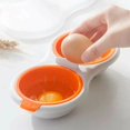 thumbnail image 5 of Cazador furtivo de huevos para microondas, cocedor de huevos de doble taza, cesta de drenaje extraíble, cocedor de huevos para huevos cocidos en microondas(naranja), 5 of 5