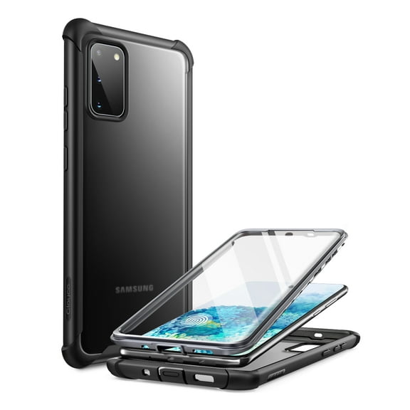 Clayco Forza Series Case for Samsung Galaxy S20 5G, Built-in Screen Protector Compatible with Fingerprint Reader, Full-Body Rugged Cover, 6.2 inch, 2020 Release (Black)