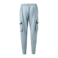thumbnail image 5 of Stamzod Mens Cargo Pants Solid Color Elastic Waist Running Jogger Pants Men Casual Workout Sweatpants with Pockets Light Blue C XXXL, 5 of 9